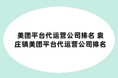 美团平台代运营公司排名 袁庄镇美团平台代运营公司排名